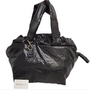 See By Chloe Joy Rider Puffy Nylon Tote Bag In Black